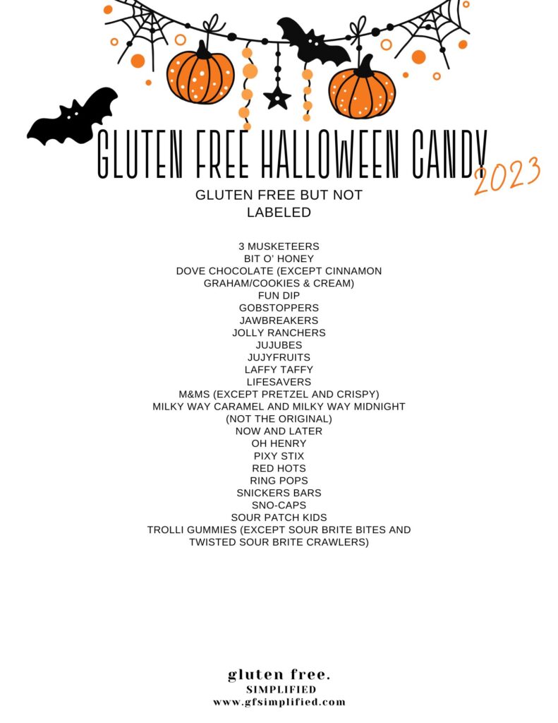 Gluten free halloween candy list not labeled